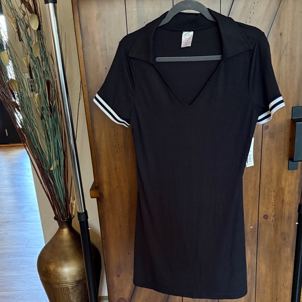 No Boundaries Black Dress with White Accents